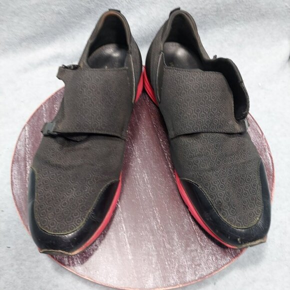 HUGO Other - Hugo Mens Black & Red Slip-On Shoes W/ Abstract Pattern & Buckles